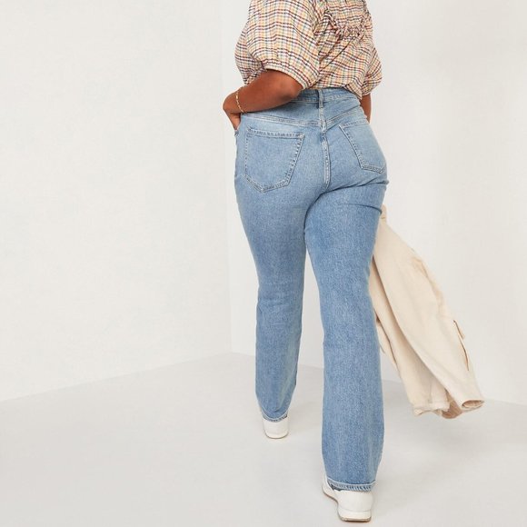 New Old Navy Extra High-Waisted Kicker Boot-Cut Button-Fly Jeans for Women - Picture 3 of 3